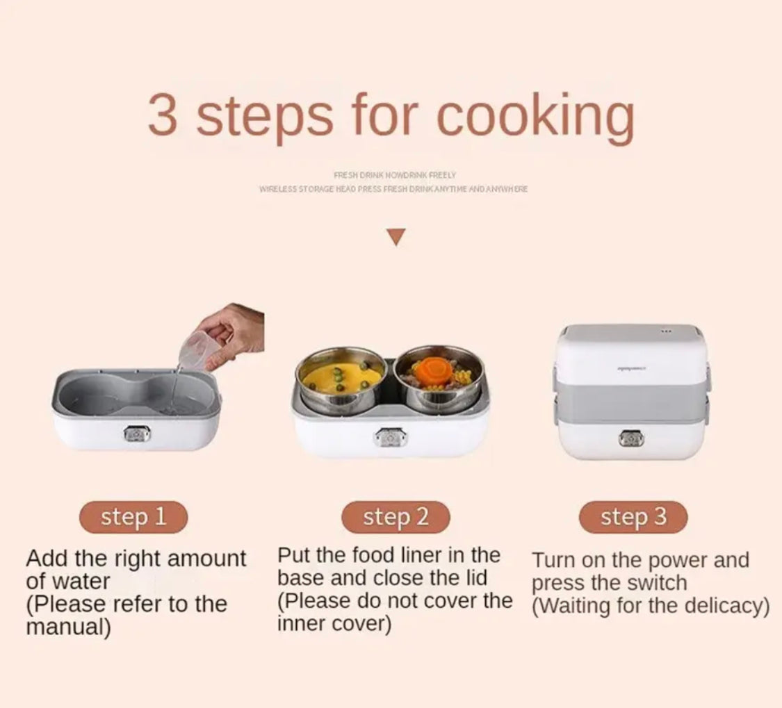 Bento Electric Heating Lunch Box, Multifunctional Cooking Insulation Box, Portable Stainless Steel Lunch Box Bento Electric Heating Lunch Box, Multifunctional Cooking Insulation Box, Portable Stainless Steel Lunch Box
